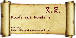 Kozányi Román névjegykártya