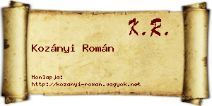 Kozányi Román névjegykártya